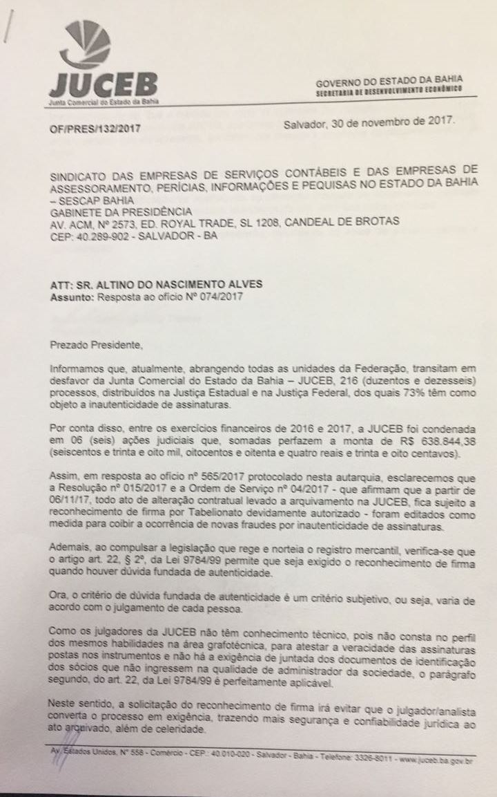 Ofício Juceb 2